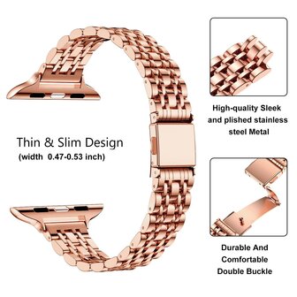 Stahlband Slim Fit - Ros&eacute;gold - Geeignet f&uuml;r Apple Watch 38mm / 40mm / 41mm / 42mm