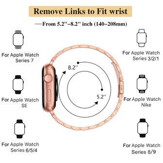 Stahlband Slim Fit - Ros&eacute;gold - Geeignet f&uuml;r Apple Watch 38mm / 40mm / 41mm / 42mm