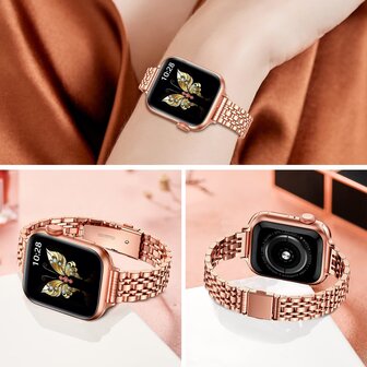 Stahlband Slim Fit - Ros&eacute;gold - Geeignet f&uuml;r Apple Watch 38mm / 40mm / 41mm / 42mm