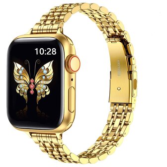 Stahlband Slim Fit - Gold - Geeignet f&uuml;r Apple Watch 38mm / 40mm / 41mm / 42mm