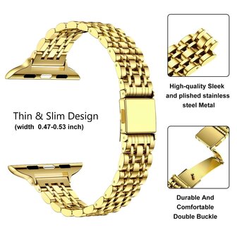 Stahlband Slim Fit - Gold - Geeignet f&uuml;r Apple Watch 38mm / 40mm / 41mm / 42mm