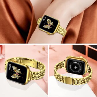 Stahlband Slim Fit - Gold - Geeignet f&uuml;r Apple Watch 38mm / 40mm / 41mm / 42mm