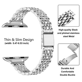 Stahlband Slim Fit - Silber - Geeignet f&uuml;r Apple Watch 38mm / 40mm / 41mm / 42mm