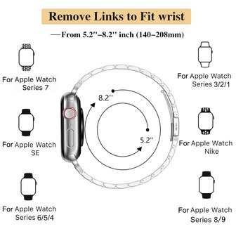 Stahlband Slim Fit - Silber - Geeignet f&uuml;r Apple Watch 38mm / 40mm / 41mm / 42mm