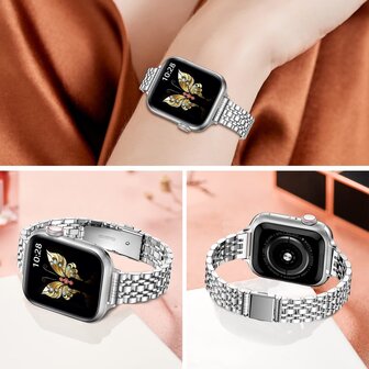 Stahlband Slim Fit - Silber - Geeignet f&uuml;r Apple Watch 38mm / 40mm / 41mm / 42mm