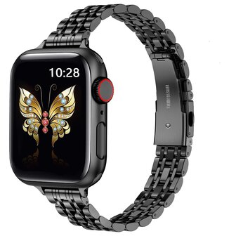 Stahlband Slim Fit - Schwarz - Geeignet f&uuml;r Apple Watch 38mm / 40mm / 41mm / 42mm