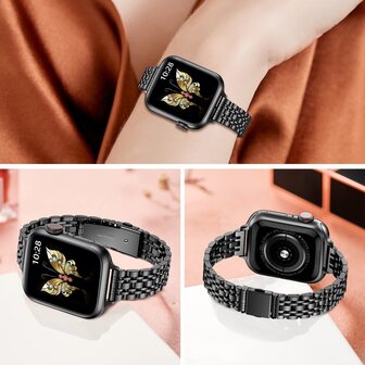 Stahlband Slim Fit - Schwarz - Geeignet f&uuml;r Apple Watch 38mm / 40mm / 41mm / 42mm