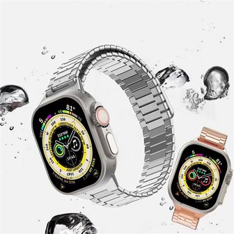 Magnetisches Stahlband - Sehr starker Magnet - Silber mit Schwarz - Geeignet f&uuml;r Apple Watch 42mm / 44mm / 45mm / 46mm / 49mm