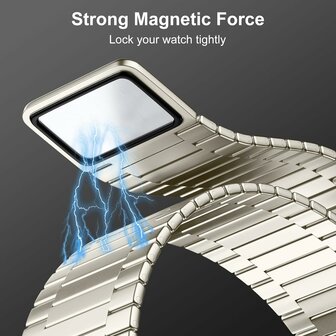 Magnetisches Stahlband - Sehr starker Magnet - Gold - Geeignet f&uuml;r Apple Watch 42mm / 44mm / 45mm / 46mm / 49mm