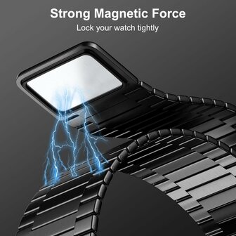 Magnetisches Stahlband - Sehr starker Magnet - Schwarz - Geeignet f&uuml;r Apple Watch 42mm / 44mm / 45mm / 46mm / 49mm