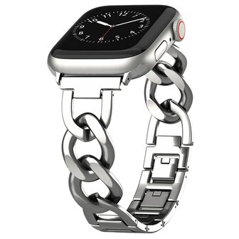 Schnellverschluss-Kettenarmband aus Metall - Silber - Geeignet f&uuml;r Apple Watch 38mm / 40mm / 41mm