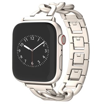 Schnellverschluss-Kettenarmband aus Metall - Polarstern / Starlight - Geeignet f&uuml;r Apple Watch 38mm / 40mm / 41mm