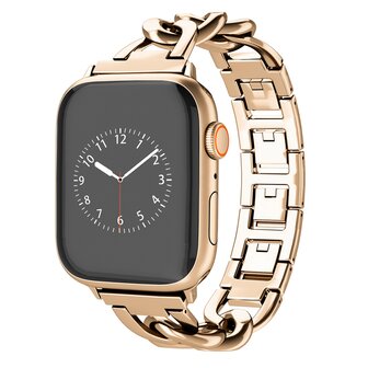 Schnellverschluss-Kettenarmband aus Metall - Rose-/Champagnergold - Geeignet f&uuml;r Apple Watch 38mm/40mm/41mm