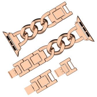 Schnellverschluss-Kettenarmband aus Metall - Rose-/Champagnergold - Geeignet f&uuml;r Apple Watch 38mm/40mm/41mm