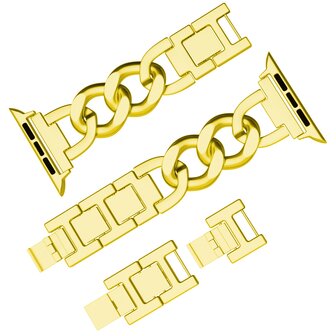 Schnellverschluss-Kettenarmband aus Metall - Gold - Geeignet f&uuml;r Apple Watch 38mm / 40mm / 41mm