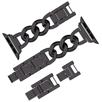 Schnellverschluss-Kettenarmband aus Metall - Schwarz - Geeignet f&uuml;r Apple Watch 38mm / 40mm / 41mm