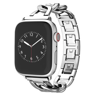 Schnellverschluss-Kettenarmband aus Metall - Silber - Geeignet f&uuml;r Apple Watch 42mm / 44mm / 45mm / 46mm / 49mm