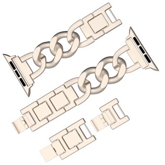 Schnellverschluss-Kettenarmband aus Metall - Polarstern / Starlight - Geeignet f&uuml;r Apple Watch 42mm / 44mm / 45mm / 46mm / 49mm