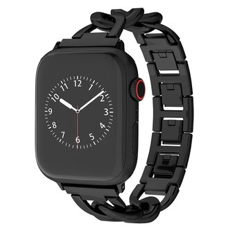 Schnellverschluss-Kettenarmband aus Metall - Schwarz - Geeignet f&uuml;r Apple Watch 42mm / 44mm / 45mm / 46mm / 49mm