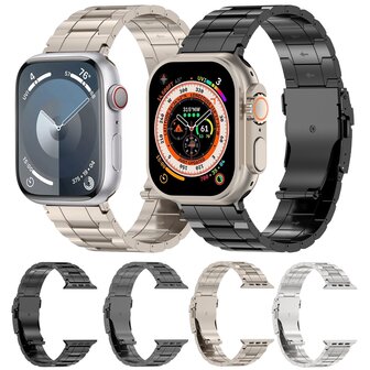 Titanium Premium Link Armband - Silber - Geeignet f&uuml;r Apple Watch 38mm / 40mm / 41mm / 42mm