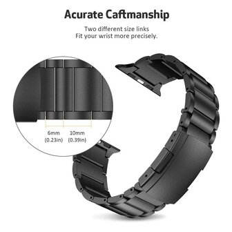 Titanium Gliederarmband - Schwarz - Passend f&uuml;r Apple Watch 38mm / 40mm / 41mm / 42mm