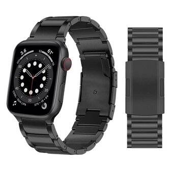 Titanium Gliederarmband - Schwarz - Passend f&uuml;r Apple Watch 38mm / 40mm / 41mm / 42mm