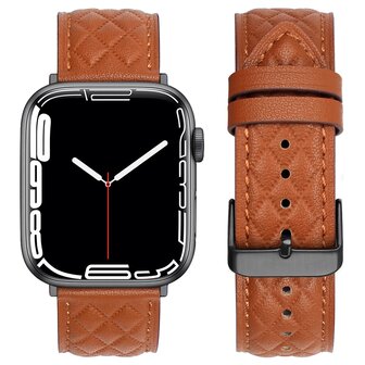 Lederband mit Rautenmuster - Braun - Geeignet f&uuml;r Apple Watch 38mm / 40mm / 41mm / 42mm