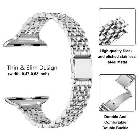 Stahlband Slim Fit - Silber - Geeignet für Apple Watch 38mm / 40mm / 41mm / 42mm