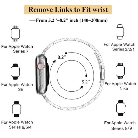 Stahlband Slim Fit - Silber - Geeignet für Apple Watch 38mm / 40mm / 41mm / 42mm