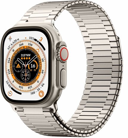 Magnetisches Stahlband - Sehr starker Magnet - Farbe Titan - Geeignet für Apple Watch 42mm / 44mm / 45mm / 46mm / 49mm