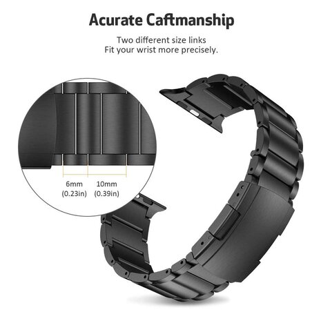 Titanium Gliederarmband - Schwarz - Passend für Apple Watch 38mm / 40mm / 41mm / 42mm