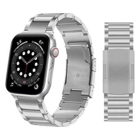 Titanium Gliederarmband - Silber - Passend für Apple Watch 44mm / 45mm / 46mm / 49mm