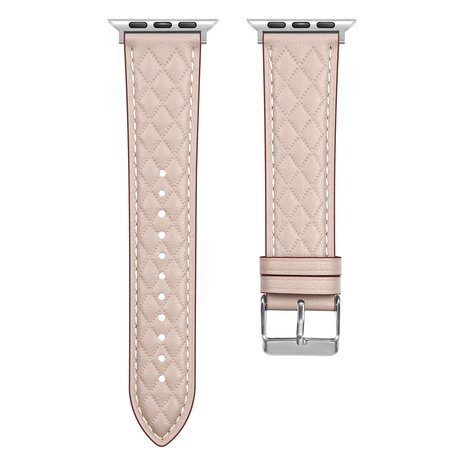 Lederarmband mit Rautenmuster - Beige - Geeignet für Apple Watch 38mm / 40mm / 41mm / 42mm