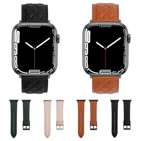 Lederarmband mit Rautenmuster - Dunkelgrün - Geeignet für Apple Watch 38mm / 40mm / 41mm / 42mm