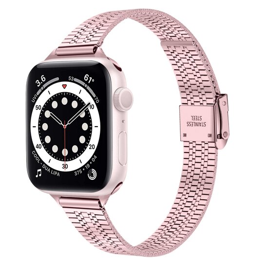 Edelstahl Slim Fit Armband Rosa Passend fur Apple Watch 44mm 45mm 46mm 49mm Watcharmband shop