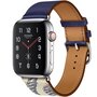 Lederarmband mit Druck - Blau - Geeignet f&uuml;r Apple Watch 38mm / 40mm / 41mm / 42mm