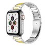 Stahlgliederarmband - Silber mit Gold - Geeignet f&uuml;r Apple Watch 38mm / 40mm / 41mm / 42mm