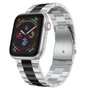 Stahlgliederarmband - Silber mit Schwarz - Geeignet f&uuml;r Apple Watch 38mm / 40mm / 41mm / 42mm