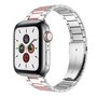 Stahlgliederarmband - Silber mit Rose - Passend f&uuml;r Apple Watch 44mm / 45mm / 46mm / 49mm