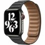 Leder Link Serie Armband - Schwarz - Geeignet f&uuml;r Apple Watch 38mm / 40mm / 41mm / 42mm