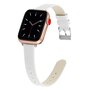 Leder Slim Fit Armband - Wei&szlig; - Geeignet f&uuml;r Apple Watch 44mm / 45mm / 46mm / 49mm