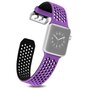 Armband mit L&ouml;chern - 2 Farben - Lila mit Schwarz - Geeignet f&uuml;r Apple Watch 38mm / 40mm / 41mm / 42mm