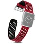 Armband mit L&ouml;chern - 2 Farben - Rot mit Schwarz - Geeignet f&uuml;r Apple Watch 38mm / 40mm / 41mm / 42mm