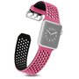 Armband mit L&ouml;chern - 2 Farben - Pink mit Schwarz - Geeignet f&uuml;r Apple Watch 44mm / 45mm / 46mm / 49mm