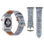 Echtes Lederarmband mit Denim-Muster - Hellblau - Geeignet f&uuml;r Apple Watch 38mm / 40mm / 41mm / 42mm