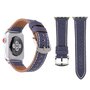 Echtes Lederarmband mit Denim-Muster - Dunkelblau - Geeignet f&uuml;r Apple Watch 38mm / 40mm / 41mm / 42mm