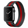 Milanaise-Edelstahlarmband - Schwarz mit Rot - Geeignet f&uuml;r Apple Watch 38mm / 40mm / 41mm