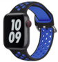 Silikon-Sportband mit Schnalle - Schwarz + Blau - Geeignet f&uuml;r Apple Watch 38mm / 40mm / 41mm / 42mm