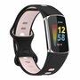 FitBit Charge 5 &amp; 6 Sportband mit Doppelschlaufe - Schwarz/Pink - Zweifarbig - Gr&ouml;&szlig;e: L