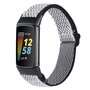 FitBit Charge 5 &amp; 6 Elastisches Solo-Schleifen-Nylonband - Schwarz/Wei&szlig;